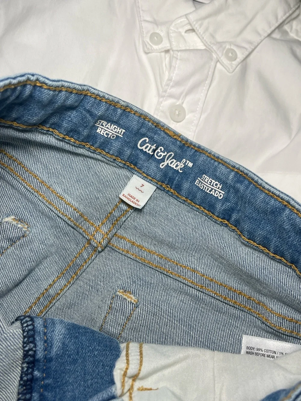 Kids button down shirt &Light Blue Straight Jeans